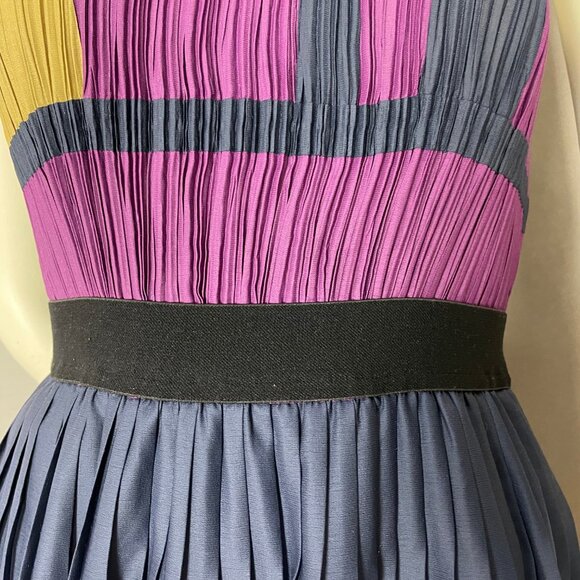 BCBGMAXAZRIA Color Block Dress Arleney Pleated FLAWS Size XXS Women Sleeveless - Picture 14 of 16
